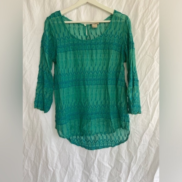 Lucky Brand Boho Semisheer Long sleeve blouse Size Medium - Picture 5 of 11